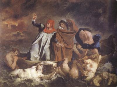 Eugene Delacroix Dante and Virgil in Hel (The Barque of Dante) (mk22) Norge oil painting art